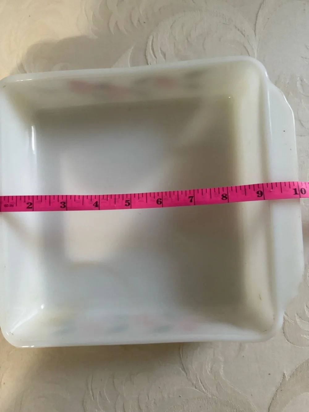 Vintage Fire‎ King Pink Floral Milk Glass Casserole Dish w/ 2 Mugs Set